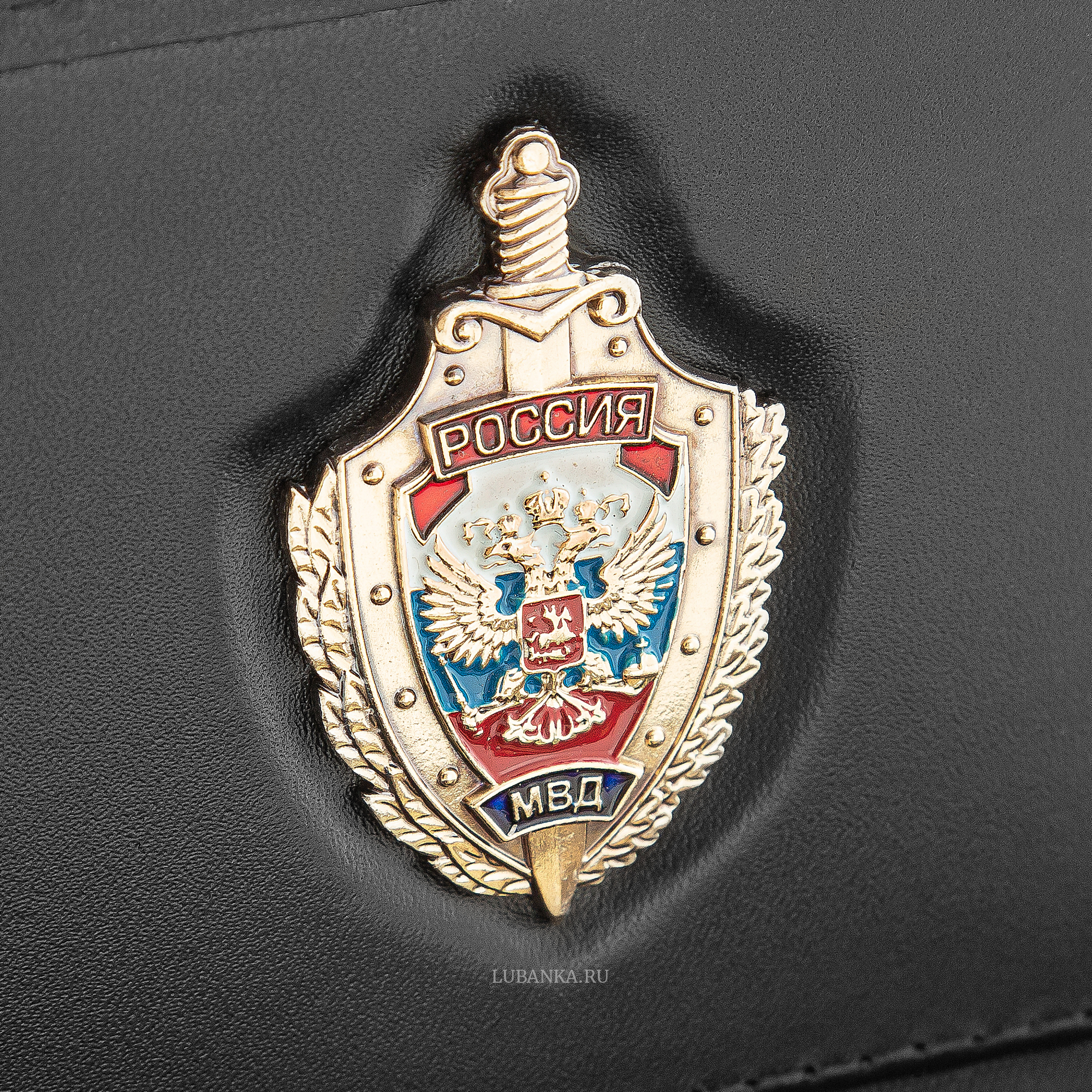 Обложка для удостоверения МВД с жетоном чёрная